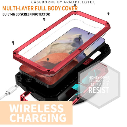 For Samsung Galaxy S24 5G R-JUST Sliding Camera Life Waterproof Holder Phone Case(Red)