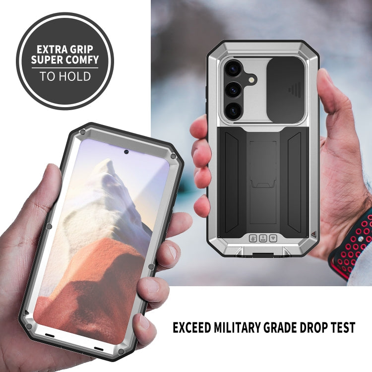 For Samsung Galaxy S24 5G R-JUST Sliding Camera Life Waterproof Holder Phone Case(Silver)