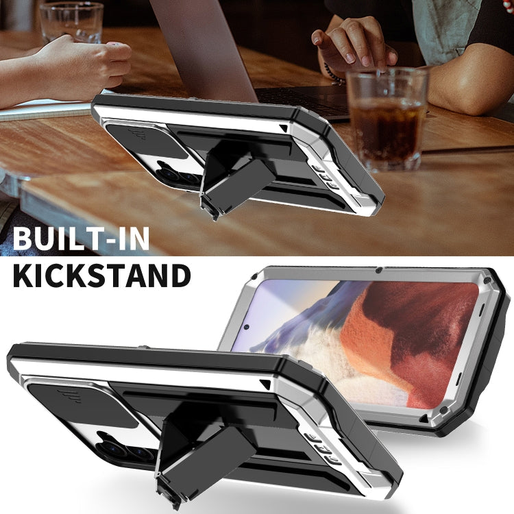 For Samsung Galaxy S24 5G R-JUST Sliding Camera Life Waterproof Holder Phone Case(Silver)