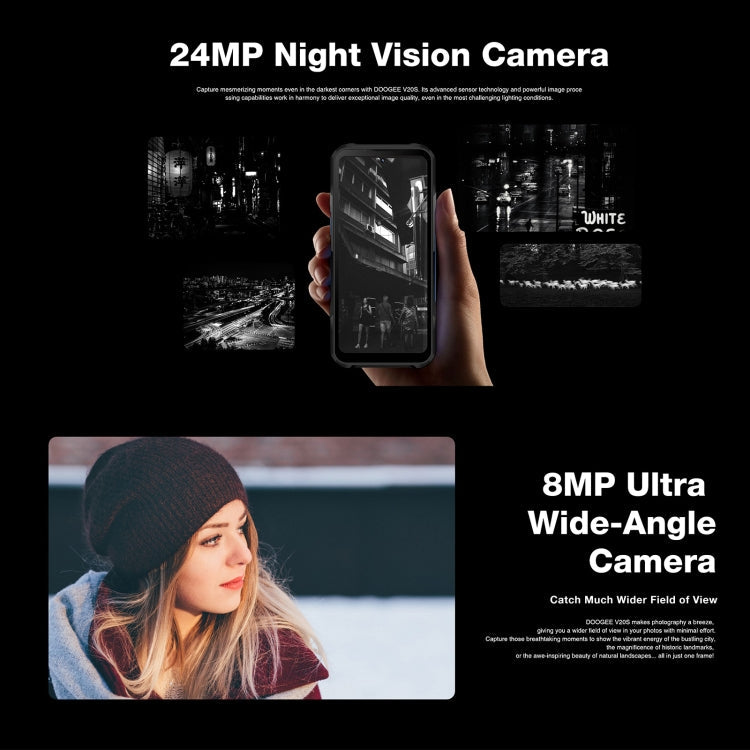 [Entrepôt HK] DOOGEE V20S, 12 Go+256 Go, empreinte digitale latérale, Android 13 Dimensity 6020 Octa Core 2,2 GHz de 6,43 pouces, réseau : 5G, OTG, NFC, prise en charge de Google Pay (noir)