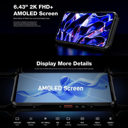[HK Warehouse] DOOGEE V20S, 12GB+256GB, Side Fingerprint, 6.43 inch Android 13 Dimensity 6020 Octa Core 2.2GHz, Network: 5G, OTG, NFC, Support Google Pay(Black)
