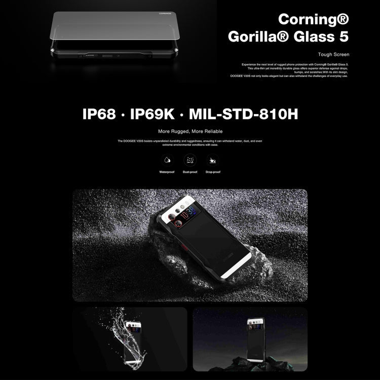 [HK Warehouse] DOOGEE V20S, 12GB+256GB, Side Fingerprint, 6.43 inch Android 13 Dimensity 6020 Octa Core 2.2GHz, Network: 5G, OTG, NFC, Support Google Pay(Black)