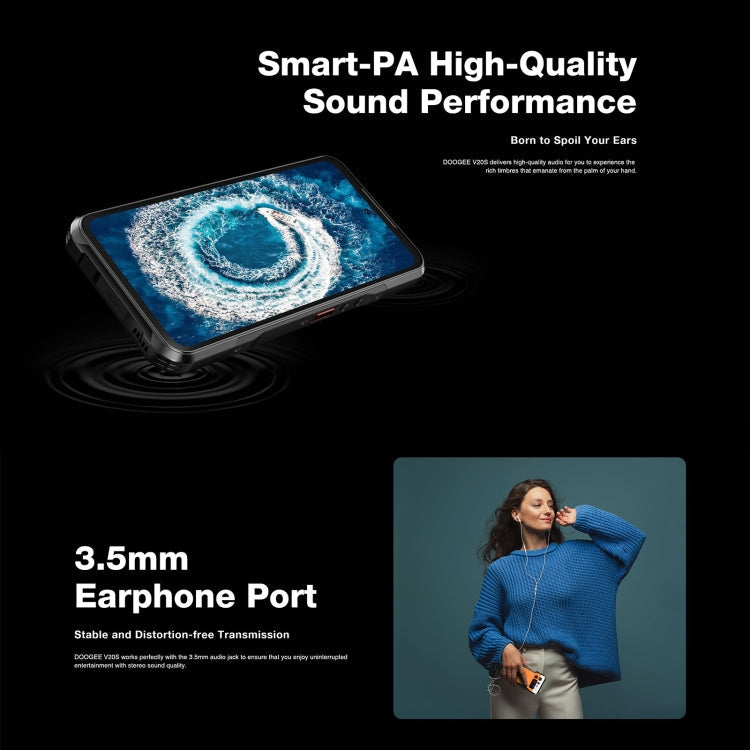 [Entrepôt HK] DOOGEE V20S, 12 Go+256 Go, empreinte digitale latérale, Android 13 Dimensity 6020 Octa Core 2,2 GHz de 6,43 pouces, réseau : 5G, OTG, NFC, prise en charge de Google Pay (noir)