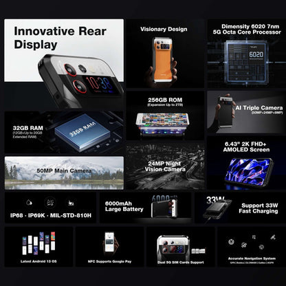 [HK Warehouse] DOOGEE V20S, 12GB+256GB, Side Fingerprint, 6.43 inch Android 13 Dimensity 6020 Octa Core 2.2GHz, Network: 5G, OTG, NFC, Support Google Pay(Black)