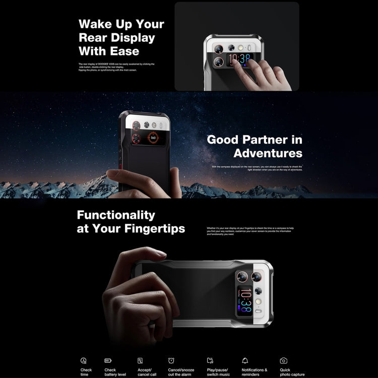 [Entrepôt HK] DOOGEE V20S, 12 Go+256 Go, empreinte digitale latérale, Android 13 Dimensity 6020 Octa Core 2,2 GHz de 6,43 pouces, réseau : 5G, OTG, NFC, prise en charge de Google Pay (noir)