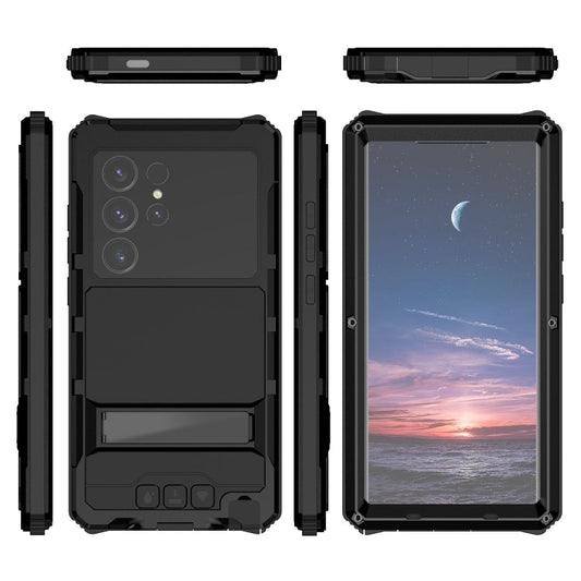 For Samsung Galaxy S24 Ultra 5G R-JUST Life Waterproof Dustproof Shockproof Holder Phone Case(Black)