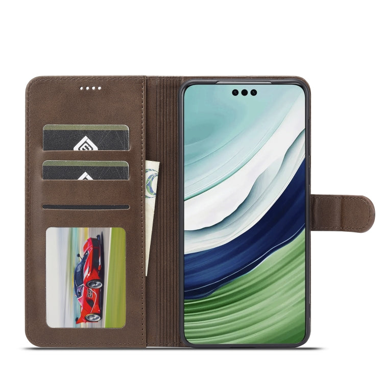 For Huawei Mate 60 LC.IMEEKE Calf Texture Leather Phone Case(Coffee)