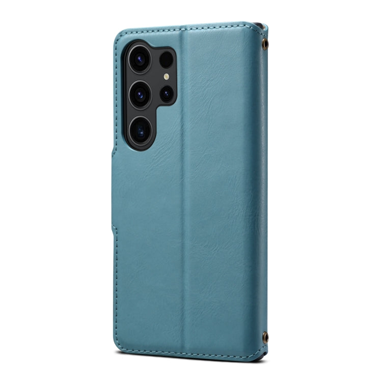 For Samsung Galaxy S23 Ultra 5G Denior Cowhide Texture Wallet Style Leather Phone Case(Blue)