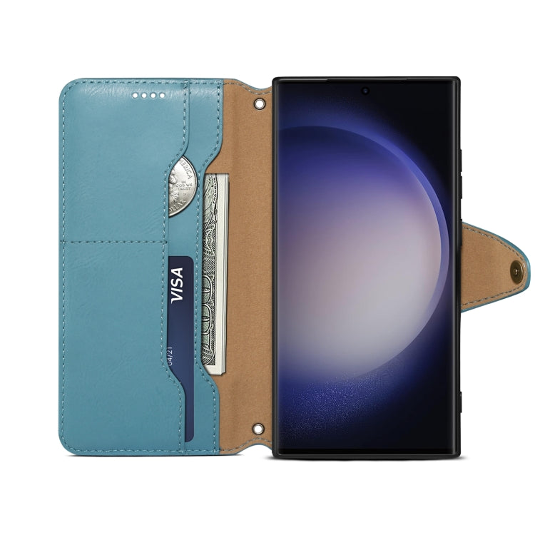 For Samsung Galaxy S23 Ultra 5G Denior Cowhide Texture Wallet Style Leather Phone Case(Blue)