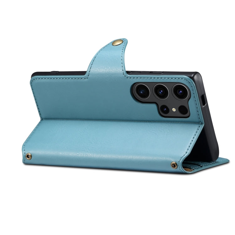For Samsung Galaxy S23 Ultra 5G Denior Cowhide Texture Wallet Style Leather Phone Case(Blue)