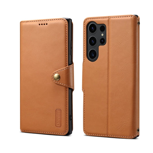 For Samsung Galaxy S23 Ultra 5G Denior Cowhide Texture Wallet Style Leather Phone Case(Khaki)
