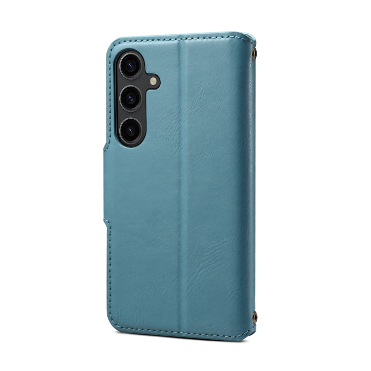 For Samsung Galaxy S24 5G Denior Cowhide Texture Wallet Style Leather Phone Case(Blue)