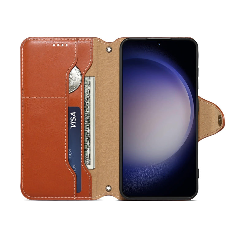 For Samsung Galaxy S24+ 5G Denior Cowhide Texture Wallet Style Leather Phone Case(Brown)