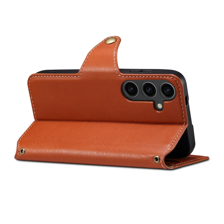 For Samsung Galaxy S24+ 5G Denior Cowhide Texture Wallet Style Leather Phone Case(Brown)
