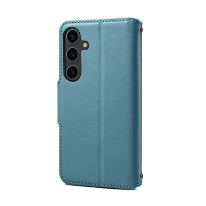 For Samsung Galaxy S24+ 5G Denior Cowhide Texture Wallet Style Leather Phone Case(Blue)