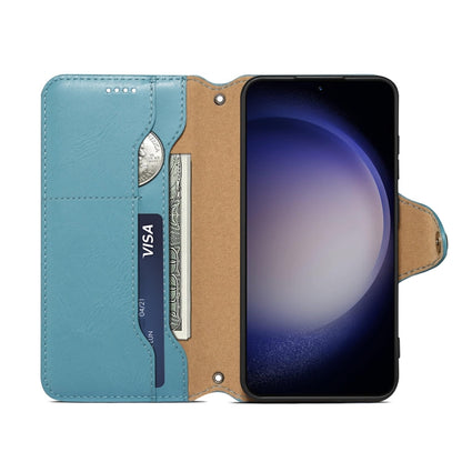 For Samsung Galaxy S24+ 5G Denior Cowhide Texture Wallet Style Leather Phone Case(Blue)