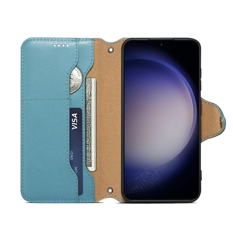 For Samsung Galaxy S23 5G Denior Cowhide Texture Wallet Style Leather Phone Case(Blue)