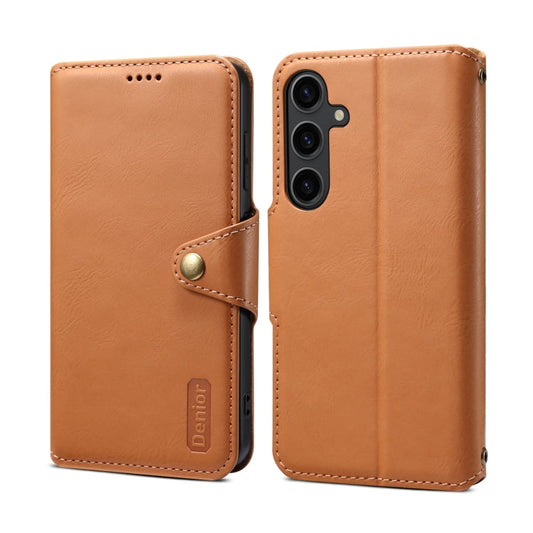 For Samsung Galaxy S23 5G Denior Cowhide Texture Wallet Style Leather Phone Case(Khaki)