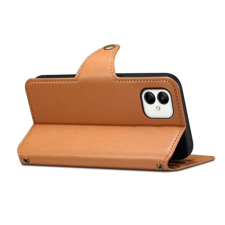 For Samsung Galaxy A05 Denior Cowhide Texture Wallet Style Leather Phone Case(Khaki)