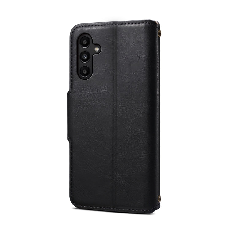 For Samsung Galaxy A14 Denior Cowhide Texture Wallet Style Leather Phone Case(Black)