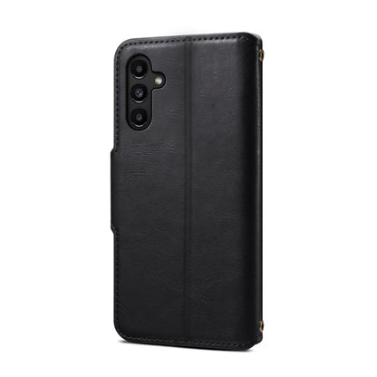 For Samsung Galaxy A14 Denior Cowhide Texture Wallet Style Leather Phone Case(Black)