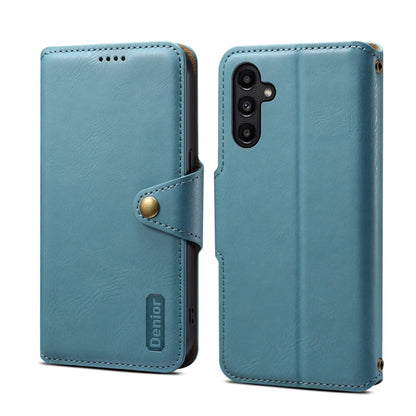 For Samsung Galaxy A14 Denior Cowhide Texture Wallet Style Leather Phone Case(Blue)