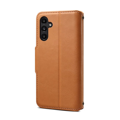 For Samsung Galaxy A14 Denior Cowhide Texture Wallet Style Leather Phone Case(Khaki)
