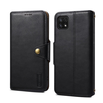 Pour Samsung Galaxy A22 5G Étui de téléphone en cuir de style portefeuille texturé en cuir de vachette Denior (Noir)