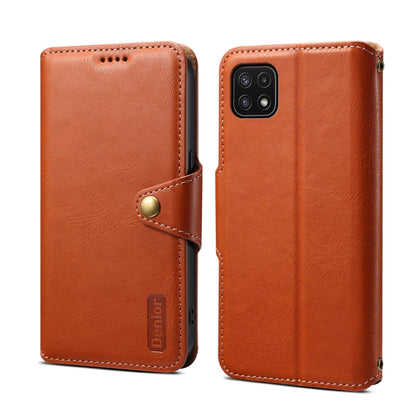 For Samsung Galaxy A22 5G Denior Cowhide Texture Wallet Style Leather Phone Case(Brown)