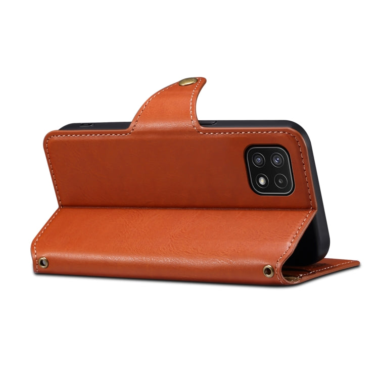 For Samsung Galaxy A22 5G Denior Cowhide Texture Wallet Style Leather Phone Case(Brown)