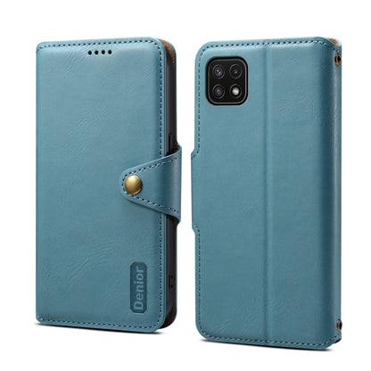 For Samsung Galaxy A22 5G Denior Cowhide Texture Wallet Style Leather Phone Case(Blue)