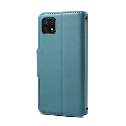 For Samsung Galaxy A22 5G Denior Cowhide Texture Wallet Style Leather Phone Case(Blue)