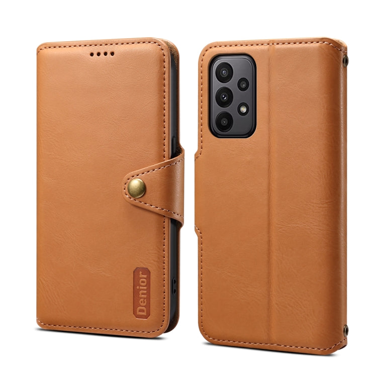For Samsung Galaxy A23 Denior Cowhide Texture Wallet Style Leather Phone Case(Khaki)
