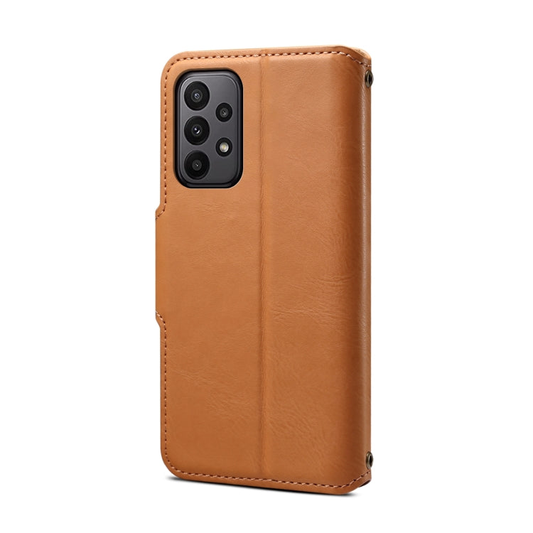 For Samsung Galaxy A23 Denior Cowhide Texture Wallet Style Leather Phone Case(Khaki)