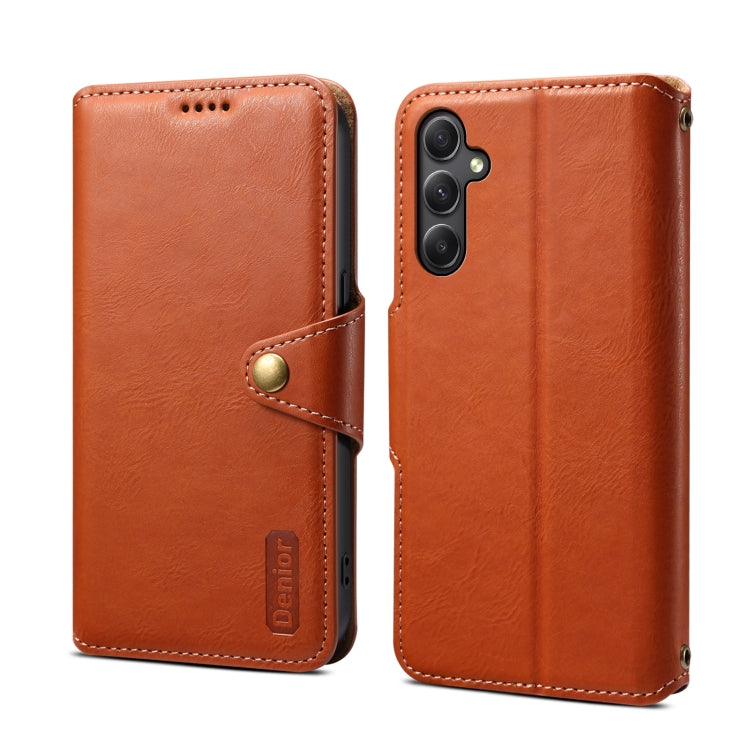For Samsung Galaxy A24 5G Denior Cowhide Texture Wallet Style Leather Phone Case(Brown)