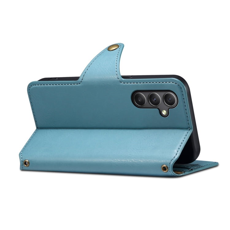 For Samsung Galaxy A24 5G Denior Cowhide Texture Wallet Style Leather Phone Case(Blue)