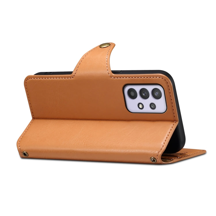 Pour étui de téléphone en cuir de style portefeuille en texture de cuir de vachette Denior pour Samsung Galaxy A32 5G (marron)
