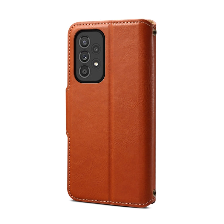 For Samsung Galaxy A33 5G Denior Cowhide Texture Wallet Style Leather Phone Case(Brown)