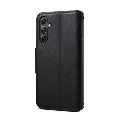 For Samsung Galaxy A34 5G Denior Cowhide Texture Wallet Style Leather Phone Case(Black)