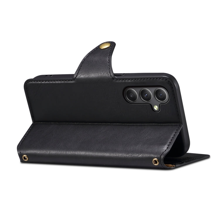 For Samsung Galaxy A34 5G Denior Cowhide Texture Wallet Style Leather Phone Case(Black)