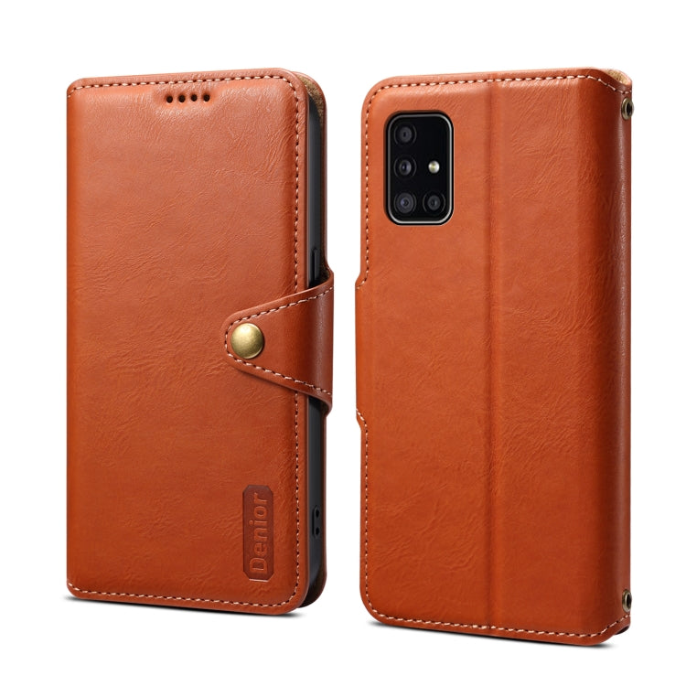 For Samsung Galaxy A51 4G Denior Cowhide Texture Wallet Style Leather Phone Case(Brown)