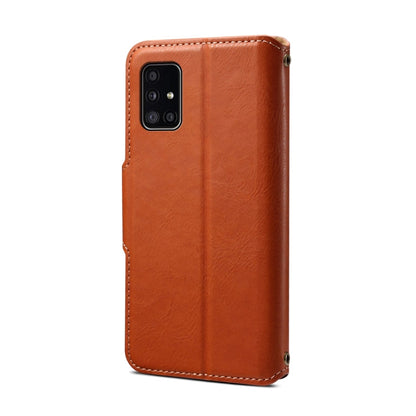 For Samsung Galaxy A51 4G Denior Cowhide Texture Wallet Style Leather Phone Case(Brown)