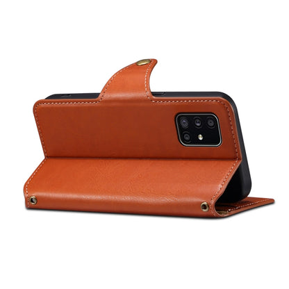 For Samsung Galaxy A51 4G Denior Cowhide Texture Wallet Style Leather Phone Case(Brown)
