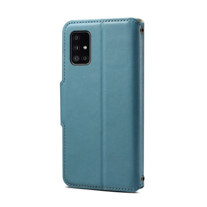 For Samsung Galaxy A51 4G Denior Cowhide Texture Wallet Style Leather Phone Case(Blue)