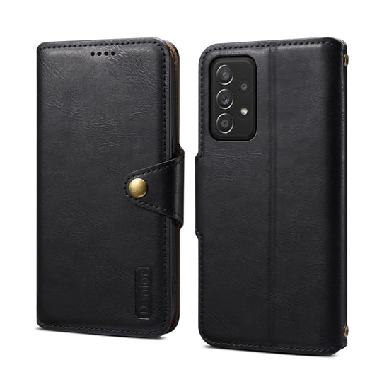 Pour Samsung Galaxy A52 5G Étui de téléphone en cuir de style portefeuille à texture en peau de vache Denior (noir)