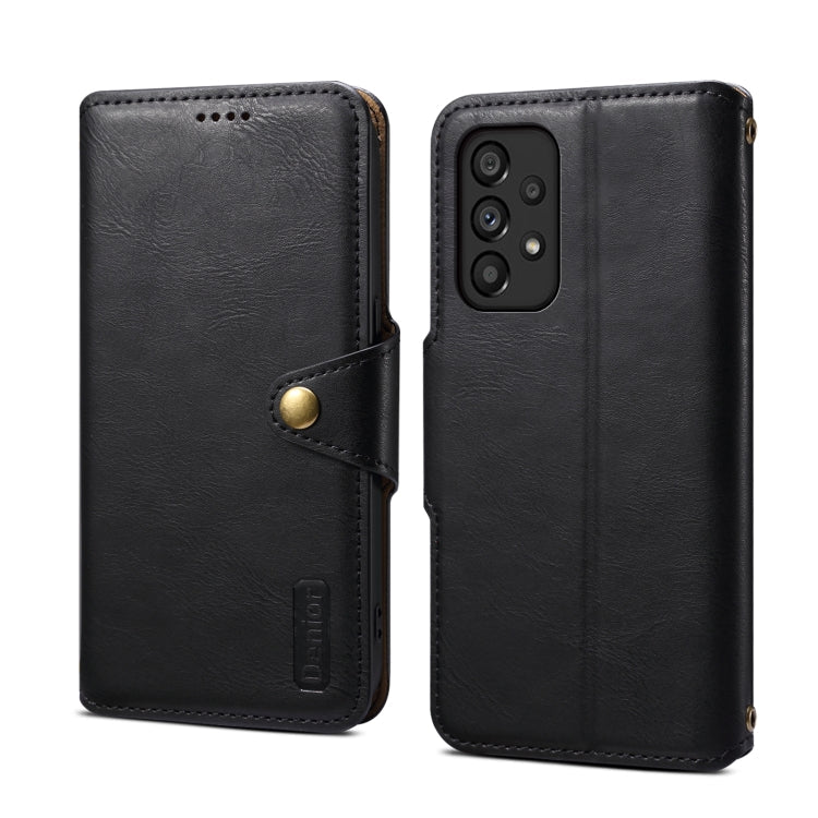 For Samsung Galaxy A53 5G Denior Cowhide Texture Wallet Style Leather Phone Case(Black)