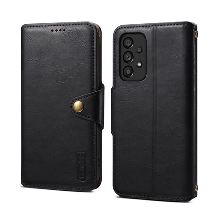 For Samsung Galaxy A53 5G Denior Cowhide Texture Wallet Style Leather Phone Case(Black)