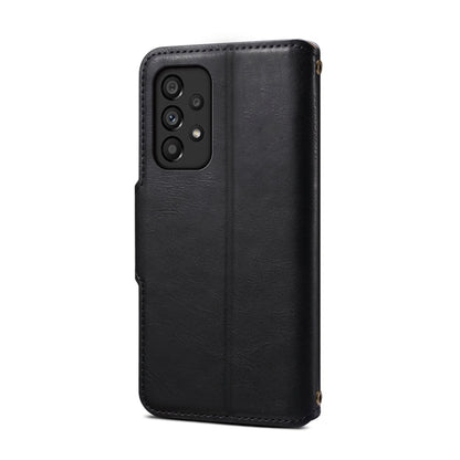 For Samsung Galaxy A53 5G Denior Cowhide Texture Wallet Style Leather Phone Case(Black)
