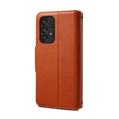 For Samsung Galaxy A53 5G Denior Cowhide Texture Wallet Style Leather Phone Case(Brown)