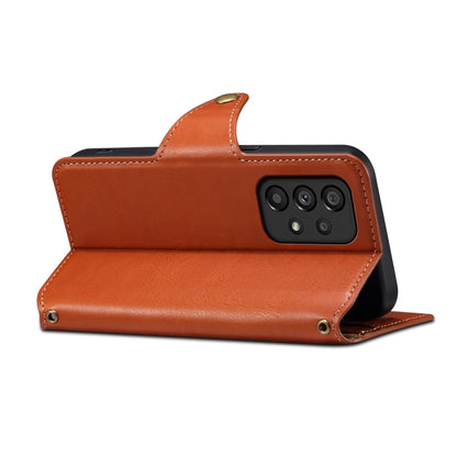 For Samsung Galaxy A53 5G Denior Cowhide Texture Wallet Style Leather Phone Case(Brown)